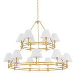 Howard Two-Tiered Chandelier - Aged Brass / White