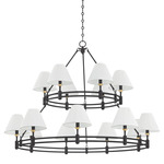 Howard Two-Tiered Chandelier - Distressed Bronze / White