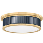 Ashdown Round Ceiling Light - Aged Brass / Dark Blue