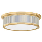 Ashdown Round Ceiling Light - Aged Brass / Off White