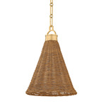 Kensington Pendant - Aged Brass / Rattan