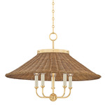 Kensington Chandelier - Aged Brass / Rattan