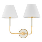 Wedgewood Double Wall Sconce - Aged Brass / Off White