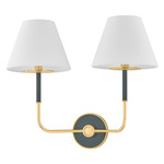 Wedgewood Double Wall Sconce - Aged Brass / Soft Studio Green