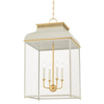 Houghton Pendant - Aged Brass / Off White