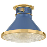 Highclere Ceiling Light - Aged Brass / French Blue
