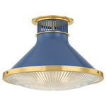 Highclere Ceiling Light - Aged Brass / French Blue