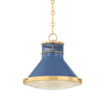 Highclere Pendant - Aged Brass / French Blue