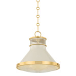 Highclere Pendant - Aged Brass / Off White