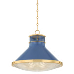 Highclere Pendant - Aged Brass / French Blue