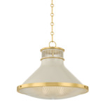 Highclere Pendant - Aged Brass / Off White