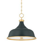 Painted No.1 Pendant - Aged Brass / Soft Studio Green
