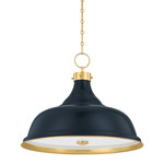 Painted Large No.1 Pendant - Aged Brass / Darkest Blue