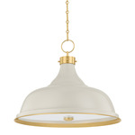 Painted Large No.1 Pendant - Aged Brass / Aged Brass / Off White