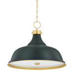 Painted Large No.1 Pendant - Aged Brass / Soft Studio Green