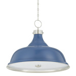 Painted Large No.1 Pendant - Polished Nickel / French Blue
