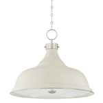 Painted Large No.1 Pendant - Polished Nickel / Polished Nickel / Off White