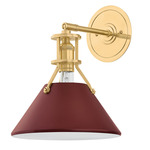 Painted No.2 Wall Sconce - Aged Brass / Soft Crimson