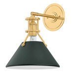 Painted No.2 Wall Sconce - Aged Brass / Soft Studio Green