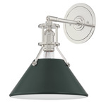 Painted No.2 Wall Sconce - Polished Nickel / Soft Studio Green