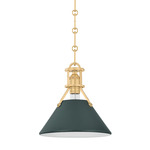 Painted No.2 Pendant - Aged Brass / Soft Studio Green