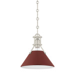 Painted No.2 Pendant - Polished Nickel / Soft Crimson