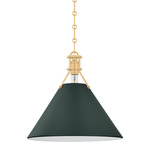 Painted No.2 Pendant - Aged Brass / Soft Studio Green