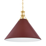 Painted No.2 Pendant - Aged Brass / Soft Crimson