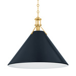 Painted No.2 Pendant - Aged Brass / Darkest Blue