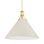 Painted No.2 Pendant - Aged Brass / Off White