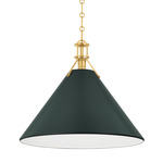 Painted No.2 Pendant - Aged Brass / Soft Studio Green