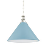 Painted No.2 Pendant - Polished Nickel / Blue Bird