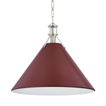 Painted No.2 Pendant - Polished Nickel / Soft Crimson