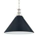 Painted No.2 Pendant - Polished Nickel / Darkest Blue
