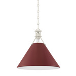 Painted No.2 Pendant - Polished Nickel / Soft Crimson