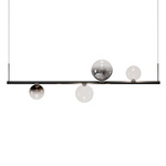 Random Stick Short Linear Pendant - Black Chrome / Glossy Bronze / Clear / Chrome
