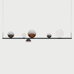 Random Stick Long Linear Pendant - Black Chrome / Glossy Smoke / Clear / Chrome / Glossy Bronze
