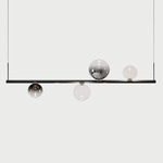 Random Stick Short Linear Pendant - Polished Gold / Glossy Smoke / Clear / Chrome