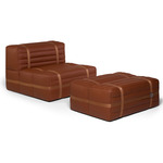 Haybale Lounge Chair and Footstool - Spectrum Walnut Leather