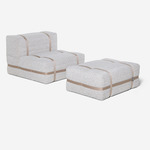 Haybale Lounge Chair and Footstool - Boucle Ivory