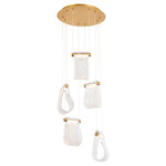 Veer Color-Select Multi-Light Pendant - Aged Brass / Clear