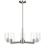 Fullton Glass Chandelier - Brushed Nickel / Clear