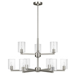 Fullton Glass Tier Chandelier - Brushed Nickel / Clear