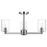 Fullton Glass Semi Flush Ceiling Light - Chrome / Clear