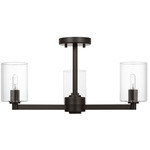 Fullton Glass Semi Flush Ceiling Light - Midnight Black / Clear