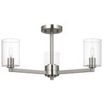 Fullton Glass Semi Flush Ceiling Light - Brushed Nickel / Clear