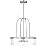 Anders Drum Pendant - Brushed Nickel / Clear