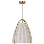 Norman Pendant - Satin Brass / Chalk Wicker