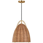 Norman Pendant - Burnished Brass / Blonde Rattan