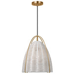 Norman Pendant - Satin Brass / Chalk Wicker